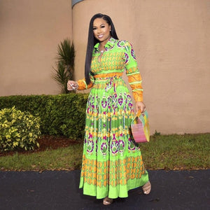 African Pleated Print Dress