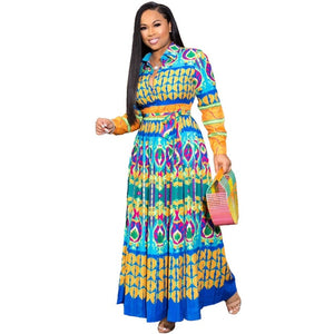 African Pleated Print Dress