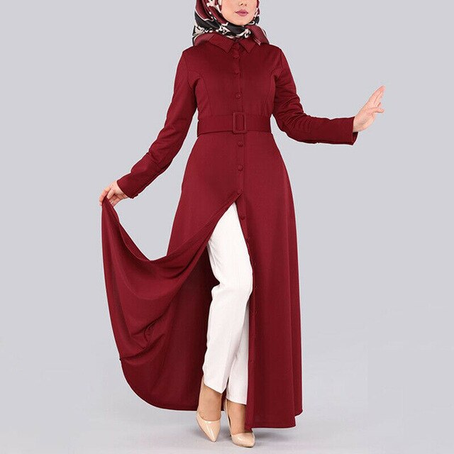 Belted Button-down Abaya