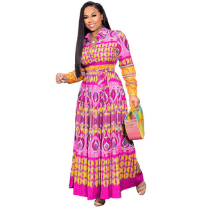 African Pleated Print Dress
