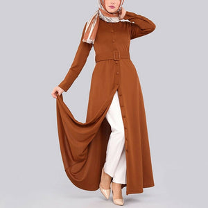 Belted Button-down Abaya