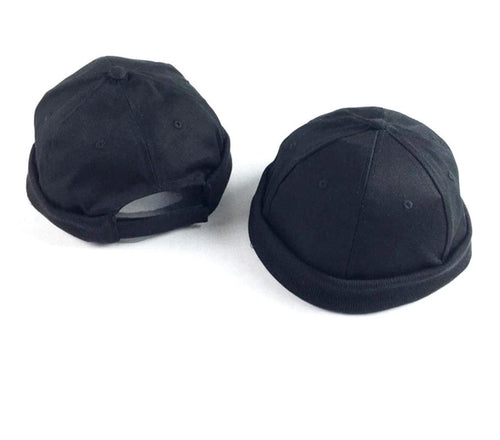 Men's Black Rolled Cuff Skull Cap