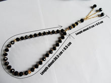 Load image into Gallery viewer, 33 Bead Tasbih Black Crystal Prayer Strand