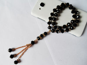 33 Bead Tasbih Black Crystal Prayer Strand