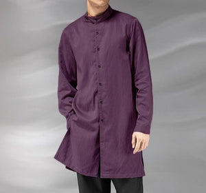 Muslim Men's Collar Button Up Long Sleeve Kaftan