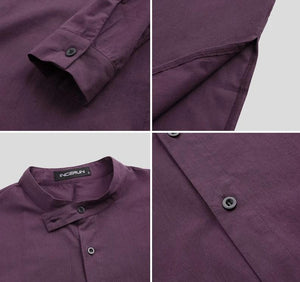 Muslim Men's Collar Button Up Long Sleeve Kaftan