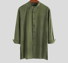 Load image into Gallery viewer, Muslim Men&#39;s Collar Button Up Long Sleeve Kaftan
