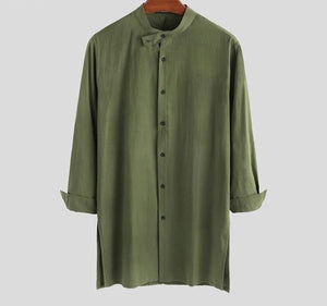 Muslim Men's Collar Button Up Long Sleeve Kaftan